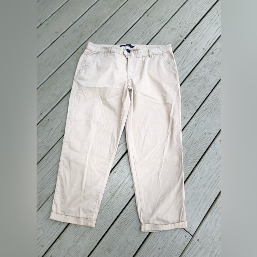 NWT Calvin Klein - Woman’s high rise tan crop khaki pants with cuffs, Size: 16